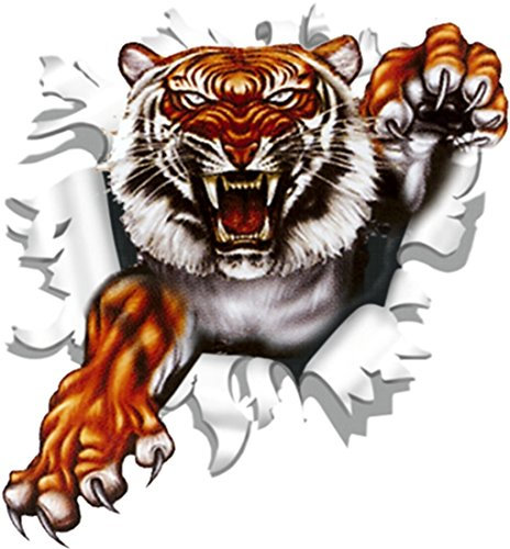 carstyling XXL Aufkleber Einschussloch 90 mm Motiv Tiger