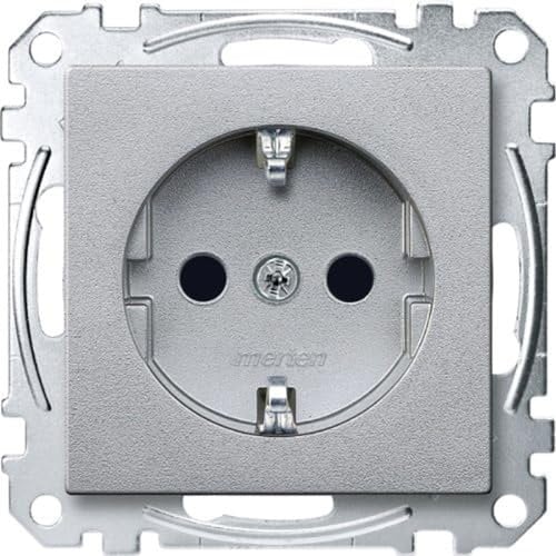Schneider Electric Merten MEG2400-0460, SCHUKO-Steckdose, erhöhter Berührungsschutz, Schraub-Liftklemmen, aluminium, System M