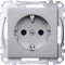 Schneider Electric Merten MEG2400-0460, SCHUKO-Steckdose, erhöhter Berührungsschutz, Schraub-Liftklemmen, aluminium, System M