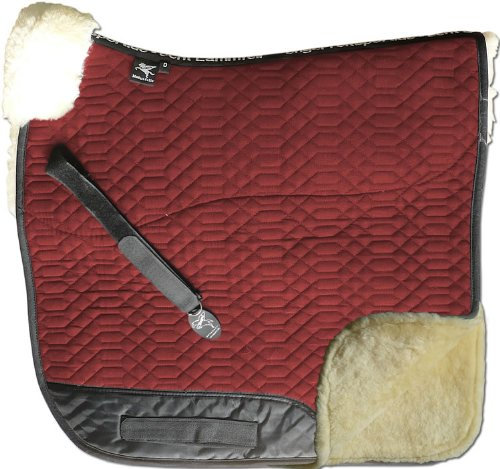 Engel Reitsport | SCHABRA2-D-BOR-MED | Schabracke | Lammfell Fully Lined | Steppstoff | Fellkranz vorne | Dressur | Stoff Bordeauxrot Fell med.
