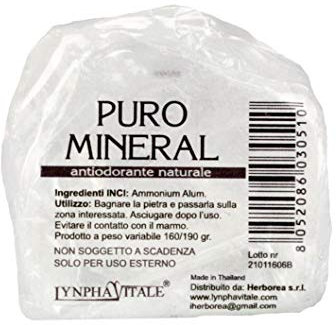 Puro Mineral Alaunstein - Deo Kristall – 100% Natürliches Deo ohne Aluminium Chlorohydrat – Dekosteine - 160-190 gr.