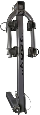 KUAT Beta 2 Hitch-Mounted Bike Rack | Hanging-Style Durable Lightweight Aluminum Powder Coated Folding Tilting-Down Gray Bicycle Car Truck Transportation Hauling Rack | 2 Bike Capacity
