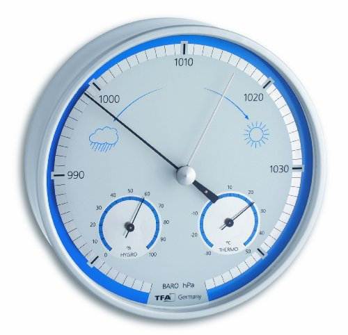 TFA Dostmann Analoge Wetterstation, 20.2027.20, für innen und außen, Barometer, Thermometer, Hygrometer, Wettervorhersage, wetterfest