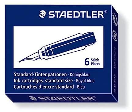 Staedtler Premium 480 3. Cartucho de tinta de tamaño normal. Caja con 6 cartuchos de tinta de color azul.