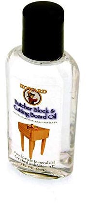 Howard Cutting Board Oil, BBB002 Butchers Block, Bread Board, Chopping Board. Food Safe Mineral Oil 59ml (Trial Size)