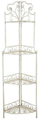 Biscottini Angoliera bagno 155x46x32 cm | Etagere ferro battuto portavasi balcone | Scaffale per piante da esterno e interno