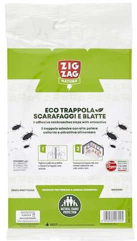 ZIG - ZAG Trappola Scarafaggi, Blatte, Scorpioni, Insetti striscianti, Pronta all’uso, Inodore, contiene 3 trappole