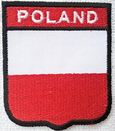 Polen Aufnäher Aufbügler Bügelbilder Sticker Applikation Iron on Patches für Jacken Jeans Stoff Kleidung Kleider Flaggen Fahnen zum aufbügeln Polen 7 x 6 cm