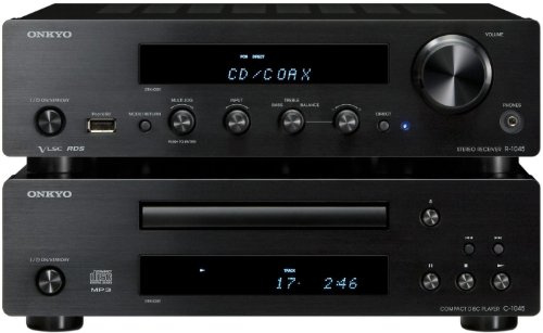 Onkyo PHA-1045 (B) système compact CD HiFi (70 watts / canal, radio FM / AM, CD-R / RW, MP3 / WMA, Apple iPod USB, Digital IN, phono, Sub Preout) noir