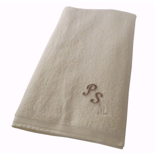 Möve Sauna-Tuch mit Ihrem Wunsch-Monogramm Bestickt Superwuschel, Creme/Natur/Ivory 017, 80 x 200 cm