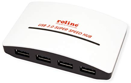 ROLINE USB 3.2 Gen 1 Hub Black and White, 4 Ports, mit Netzteil