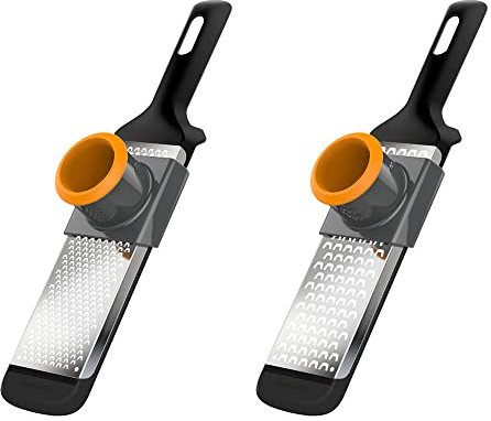 Fiskars Set de Râpes, 2 Pièces, Épais Et Fin, Métal/Plastique, Functional Form, 1014413, Noir/Orange