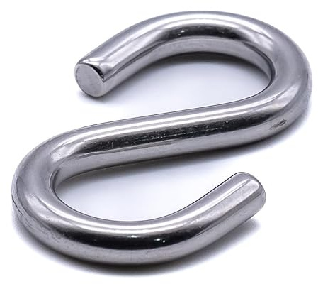 Pack of 10 - S Hooks Symmetrical 316 A4 Marine Grade Stainless Steel (4mm)