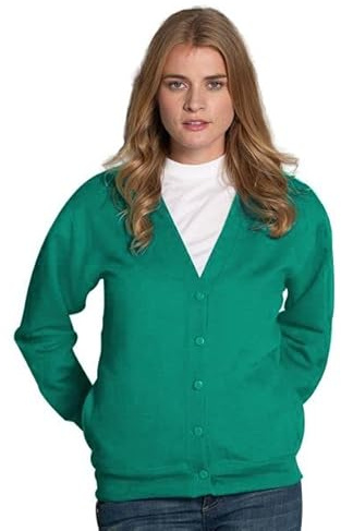 Miss Chief Ladies Fleece Cardigan Long Sleeve Sweatshirt - Warm & Thick! (Sizes: S, M, L, XL, XXL) Jade Green