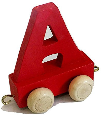 FunWorldToys® Buchstabenzug Bunt Holzeisenbahn Namenszug aus Holz (Buchstabe A)