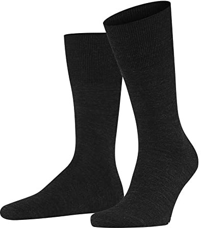 FALKE Herren Socken Airport M So Wolle Baumwolle einfarbig 1 Paar, Grau Anthracite Melange 3080, 47-48
