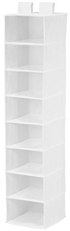 Honey-Can-Do Organizador de Armario Vertical Colgante con 8 Estantes, Acero Inoxidable, Blanco, 31.75x3.81x31.75 cm