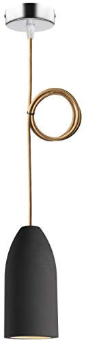 Buchenbusch urban design Betonlampe dark edition 7,5 x 16 cm, Deckenlampe einflammig, LED Pendelleuchte mit Textilkabel Gold, Hängelampe Esstisch Küche Wohnzimmer, Baldachin chrom