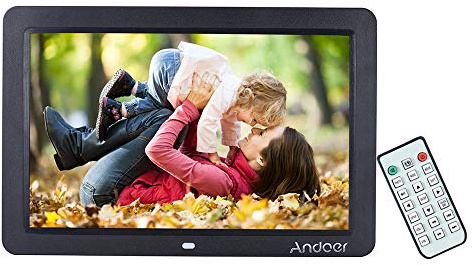 Andoer Digital Photo Frame 12 Inch Wide Screen IPS Display 1280 * 800 16:9 High Resolution Electronic Picture Album Frames with Remote Control Support USB and SD card Video Player Calendar Clock