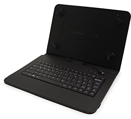 Hülle inkl. Deutscher QWERTZ Tastatur für Samsung Galaxy Tab A 10.1 (2016) und Panzerfolie aus Glas in SCHWARZ [passend für Modell SM-T580, SM-T585]