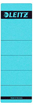 Leitz Rückenschild selbstklebend für Standard- und Hartpappe-Ordner, 10 Stück, 80 mm Rückenbreite, Kurzes und breites Format, 62 x 192 mm, Papier, blau, 16420035