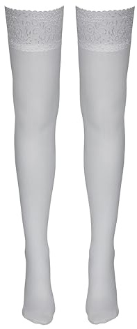 COTTELLI Overknee-Strümpfe - halterlose Stockings für Frauen, im transparentem Overknee-Look, floralen Spitzen-Rand, ruschtfest