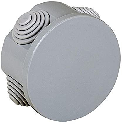 Electraline 60550, Boite Dérivation Ronde avec Embouts a Gradins, diamètre 65 mm, IP44, Gris