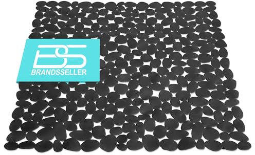 Brandsseller Duscheinlage 53x53 cm Duschmatte in Steinoptik Schwarz