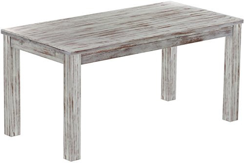 Esstisch Rio Classico 160x80 cm Shabby Nussbaum Holz Pinie Massivholz Esszimmertisch Echtholz ausziehbar vorgerichtet für Ansteckplatten Brasilmöbel