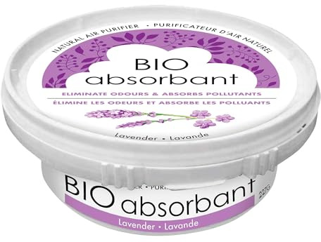ATTITUDE Bio Absorbant Air Purifier with Activated Carbon Freshener, Made in Canada, Odor Remover, Plant and Mineral-Based, Vegan, Lavender, 227 grams