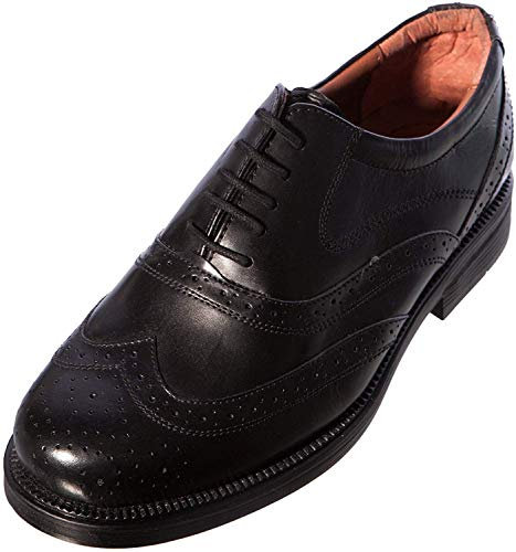 Mens Black Leather Fulfit Wing Cap Brogue Oxford Shoe (M12)