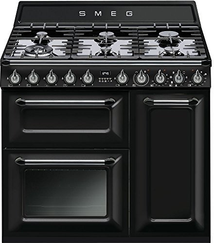 Smeg TR93BL Victoria Triple Cavity 90cm Wide Dual Fuel Cooker Black