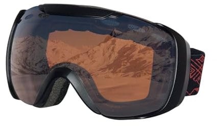 F2 Skibrille Oversize, S2 Optik orange getönt 100% UV-Schutz Snowboardbrille ideal für Skihelm ~yx