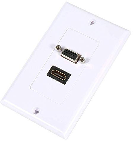 Yosoo 1 Port HDMI Femelle + 1 Port VGA Femelle AV Prise Murale Prise vidéo Face Connecteur Plaque Blanc