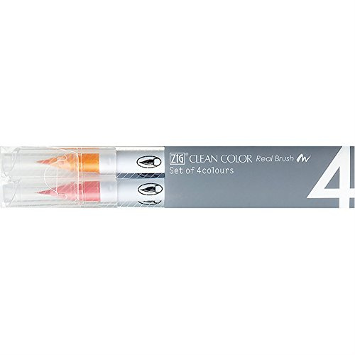 Kuretake Fude Real Brush Pen, Clean Color, 4 Pale Set (RB-6000AT/4VA)