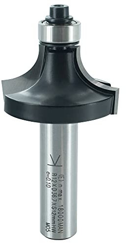 ENT 14378 Fraise à arrondir Carbure, Queue (S) 12 mm, Diamètre (D) 36,7 mm, NL 19 mm, R 12 mm, SL 40 mm, avec roulement