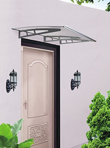 TRUTZHOLM Vordach für Haustür aus Aluminium und Polycarbonat 190 x 100 cm Haustürvordach Pultvordach Türdach Türvordach Haustür Dach