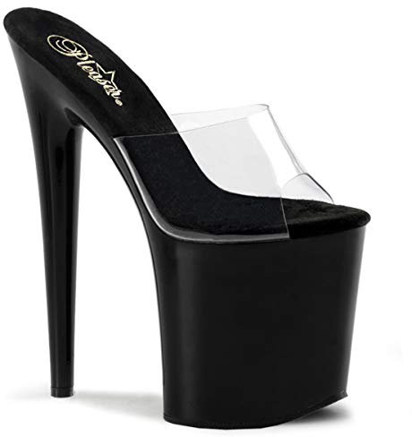 Pleaser FLAMINGO-801 Damen Sandalen, Transparent (Clr/blk), EU 41 (UK 8) (US 11)