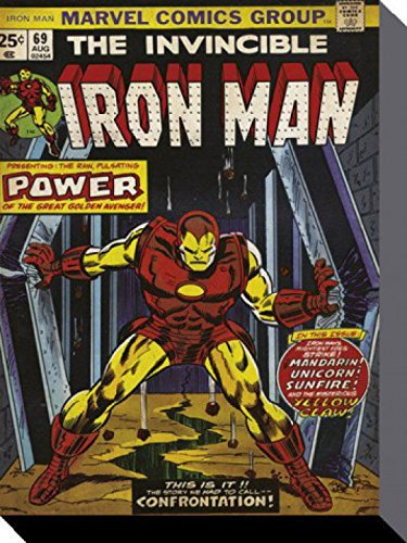 1art1 Iron Man Poster Power, Marvel Comics Bilder Leinwand-Bild Auf Keilrahmen | XXL-Wandbild Poster Kunstdruck Als Leinwandbild 40x30 cm