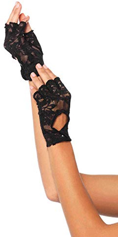 Leg Avenue Women's Keyhole Lace Fingerless Gloves Costume Accessories, Black, One Size US