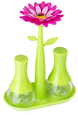 VIGAR Flower Power Set de Sal y Pimienta, Verde/Magenta, 14 X 7 X 19 Cm