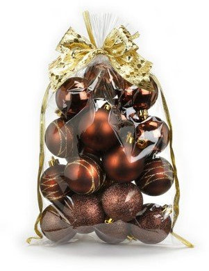 Weihnachtskugeln Muster Mix Kunststoff 6cm x 20 Stück bruchsicher braun