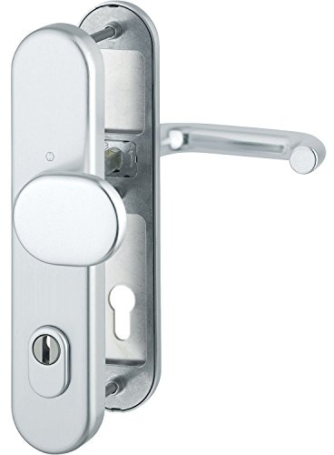 HOPPE 3892913 Sicherheits-Wechselgarnitur Paris-Ö-Norm Entfernung 88mm, Silber eloxiert, Langschild Profilzylinder für Türstärke 62-72mm, mit Kernziehschutz, Klasse 3, 1 Stück