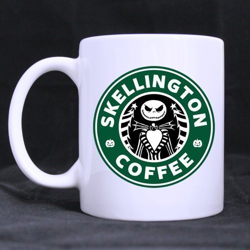 Generic Custom Kaffee Tee weiße Tassen Cup 11 Oz Nightmare Before Christmas Jack Skellington Print auf Zwei sidesfunny Plum Blossom und Pfingstrose Kaffee Tasse