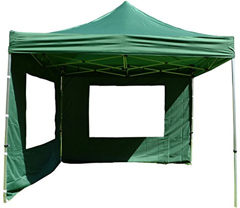 Nexos Profi Faltpavillon Partyzelt Pavillon 3x3 m mit 4 Seitenteilen - hochwertige Ausführung - wasserdichtes Dach mit PVC-Coating - 270 g/m² incl. Tragetasche und Zubehör – Farbe: grün