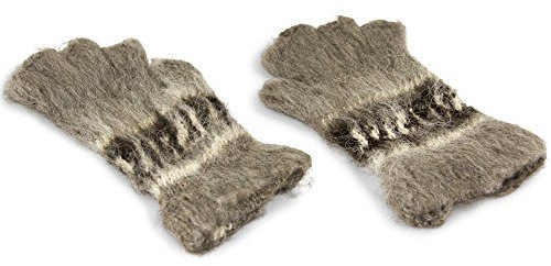 Tumia LAC 100% Alpaka Fingerlose Handschuhe - Handgefertigt in Bolivien - Hellgrau
