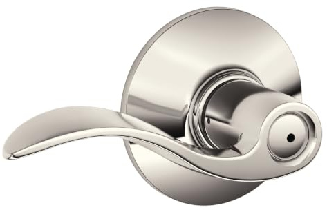 SCHLAGE Accent Bed/Bath Privacy Door Handle with Lock, Polished Nickel