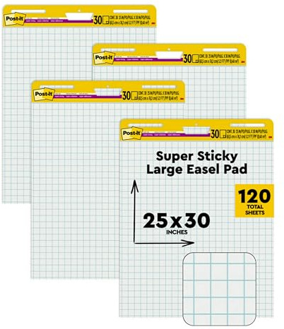Post-it Easel Pad, 25 in x 30 in, 4 Pads per Pack, Blue Grid (560 VAD 4PK)