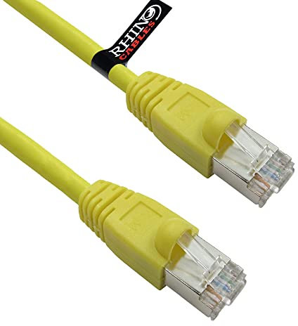 rhinocables CAT6 Ethernet Cable 2m – High Speed Shielded PoE Patch Lead for LAN, Internet, Router & Modem | Full Copper RJ45 Network Wire | Short Armoured Cable for Home & Office (Yellow, 0.5m)
