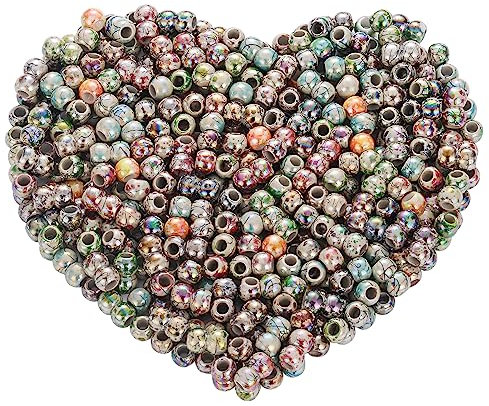 HOUSWEETY 500 Mix Rund Blumen Acryl Spacer Perlen Beads Zwischenperlen 8mm